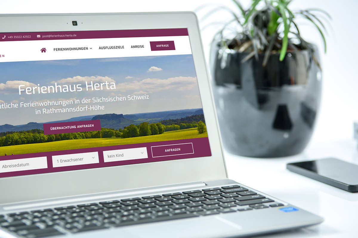 Fewo-Webseite - Websites für Ferienwohnungen - Referenz - Ferienhaus Herta