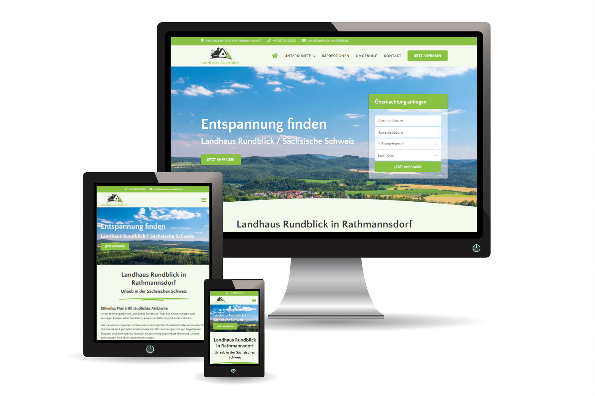 Fewo-Webseite – Websites für Ferienwohnungen – Responsive Webdesign – Landhaus Rundblick Responsive Webdesign - Landhaus Rundblick