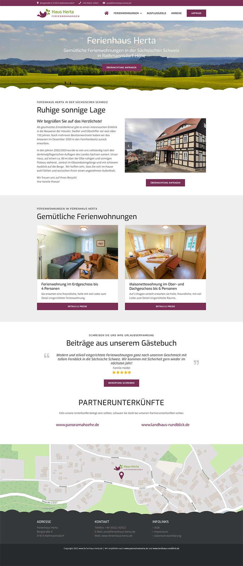Fewo-Webseite – Websites für Ferienwohnungen – Referenz – Ferienhaus Herta – Screenshot Fullsize Startseite Ferienhaus Herta Screenshot Fullsize Startseite