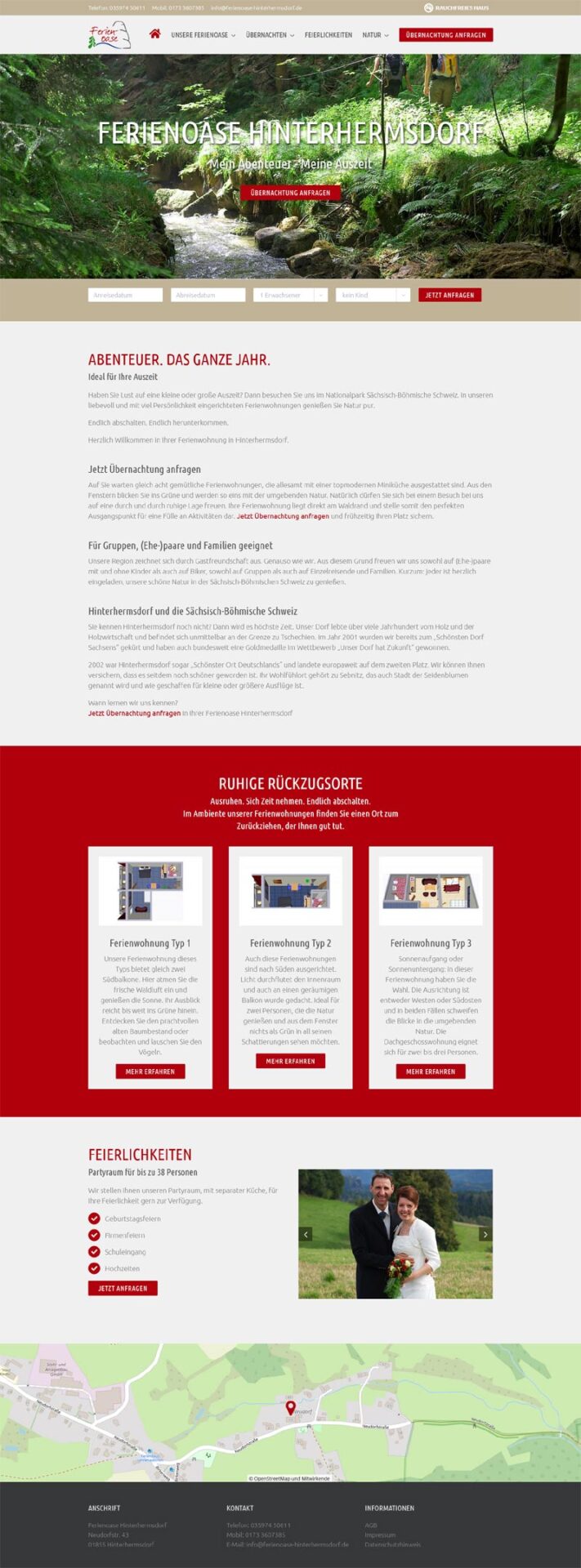 Fewo-Webseite – Websites für Ferienwohnungen – Referenz – Ferienoase Hinterhermsdorf – Screenshot Fullsize Startseite Ferienoase Hinterhermsdorf Screenshot Fullsize Startseite