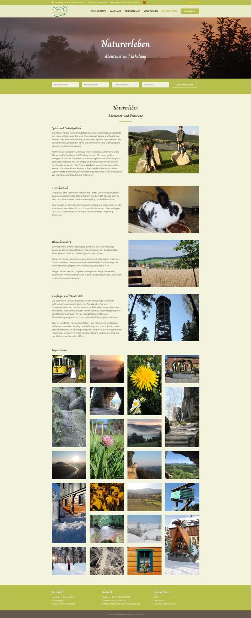 Fewo-Webseite – Websites für Ferienwohnungen – Referenz – Landhaus Zum Flößer – Screenshot Fullsize Unterseite Fewo-Webseite - Websites für Ferienwohnungen - Referenz - Landhaus Zum Flößer - Screenshot Fullsize Unterseite