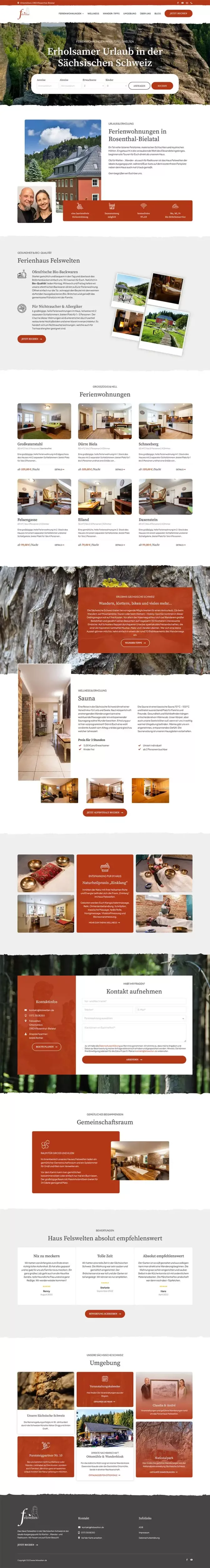 Fewo-Webseite – Websites für Ferienwohnungen – Referenz – Ferienhaus Felswelten – Screenshot Fullsize Startseite Ferienhaus Felswelten - Screenshot Fullsize Startseite