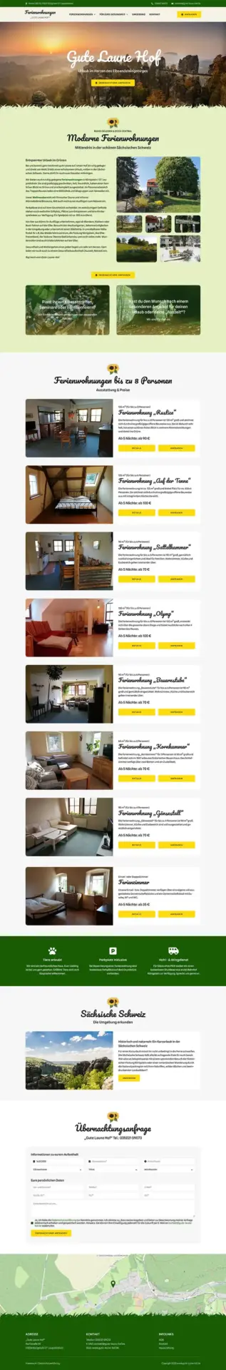 Fewo-Webseite – Websites für Ferienwohnungen – Referenz – Gute Laune Hof Königstein Screenshot Fullsize Startseite Gute Laune Hof Königstein Screenshot Fullsize Startseite