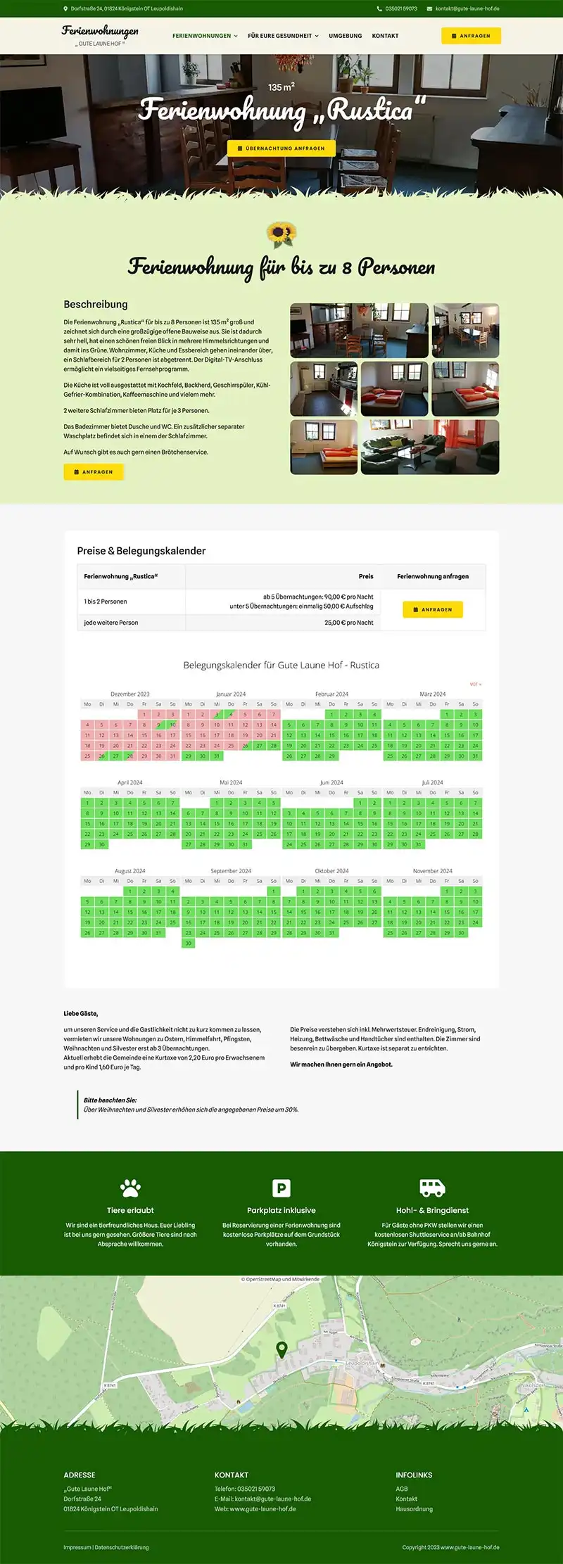 Gute Laune Hof in Königstein - Screenshot Fullsize Unterseite